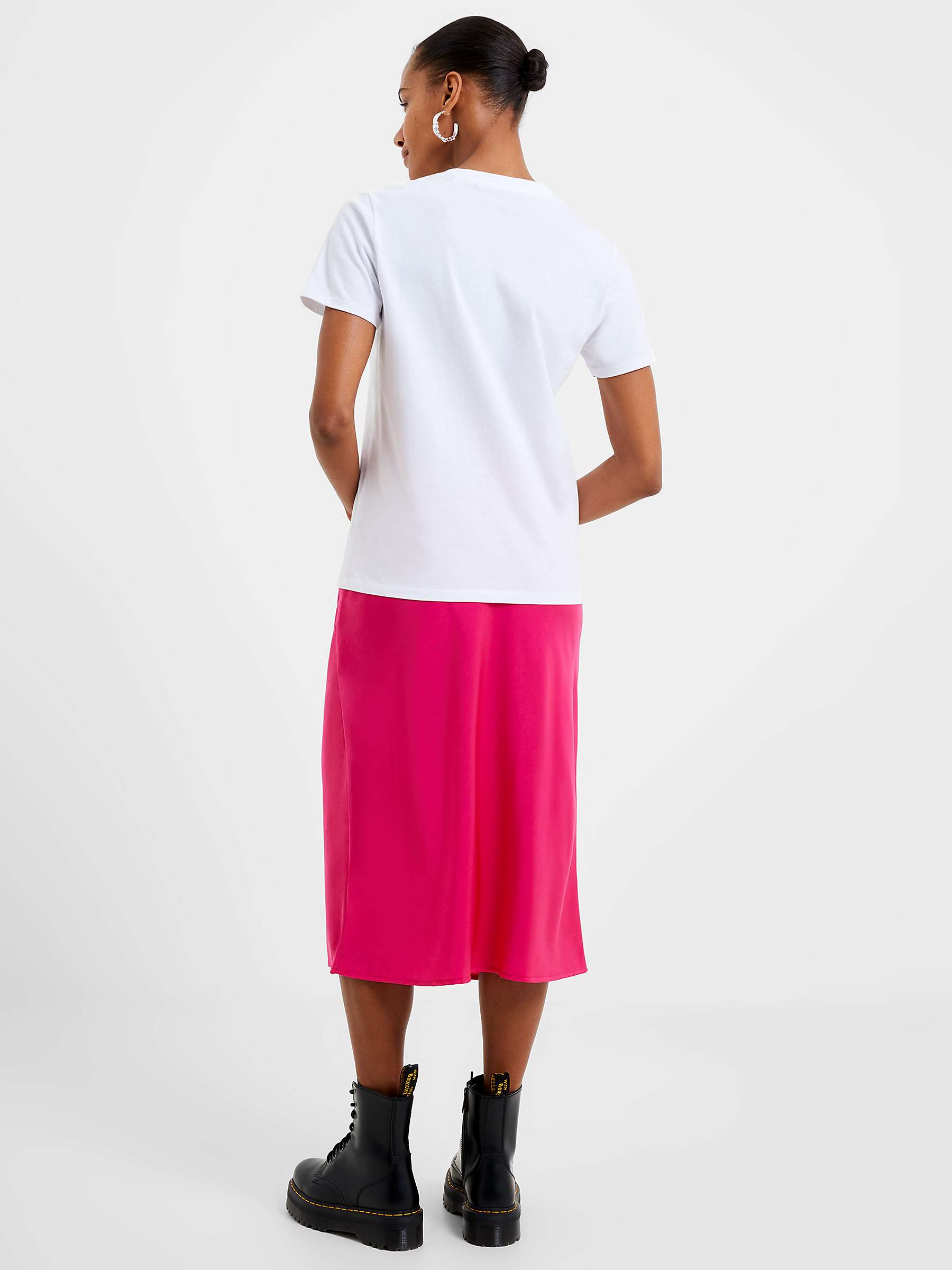 Buy French Connection Satin Slip Midi Skirt, Hot Pink Online at johnlewis.com