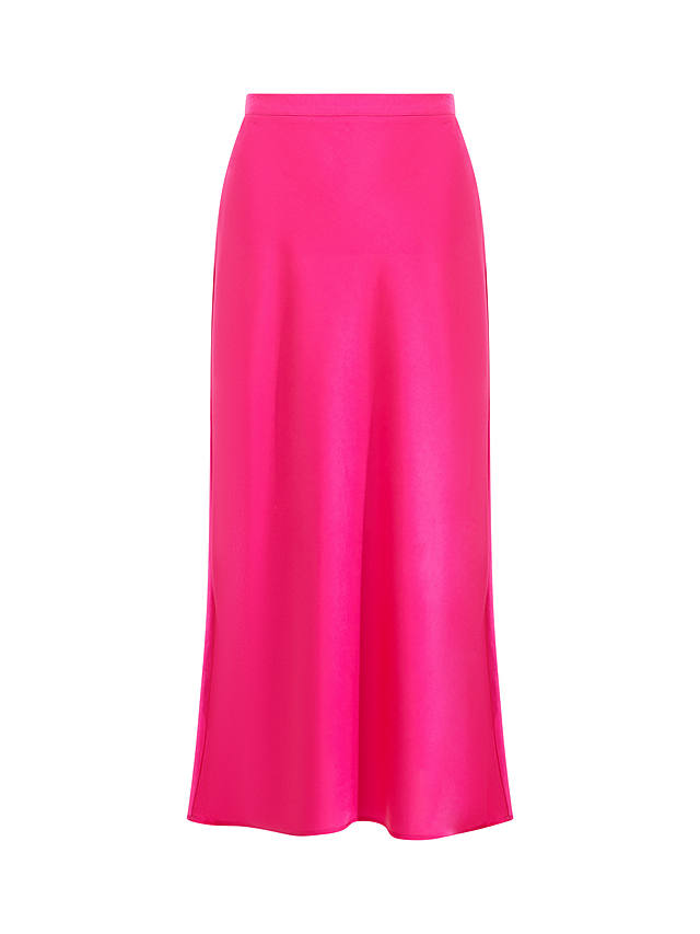 French Connection Satin Slip Midi Skirt, Hot Pink