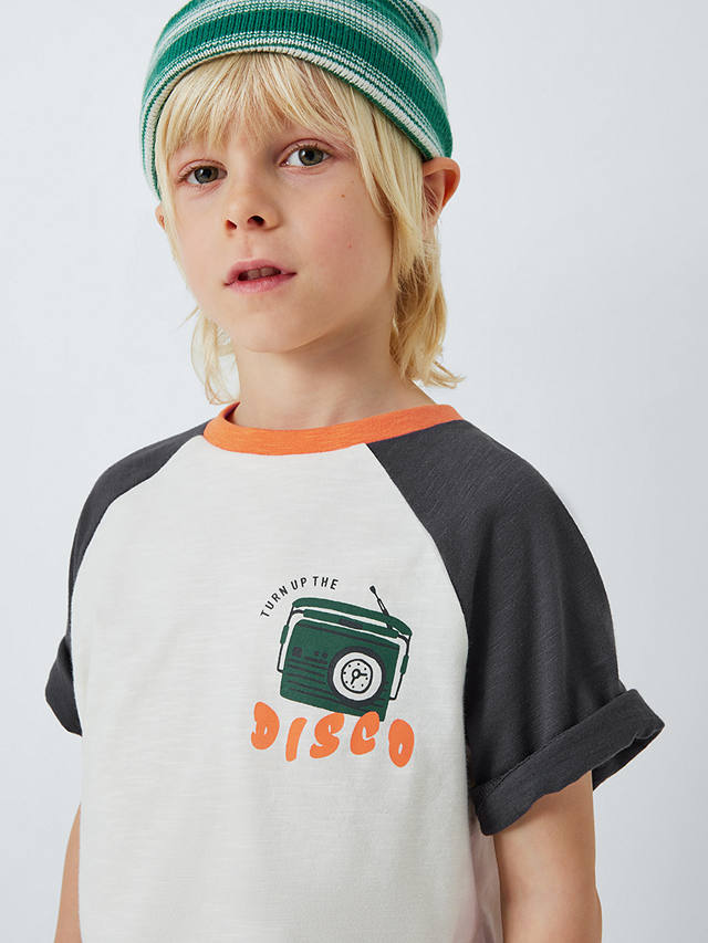 John Lewis ANYDAY Kids' Disco Colour Block T-Shirt, Black/Gardenia