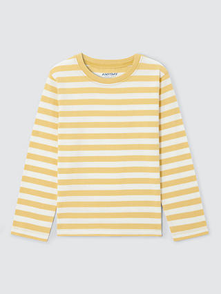 John Lewis ANYDAY Kids' Breton Stripe Long Sleeve T-Shirt, Yellow