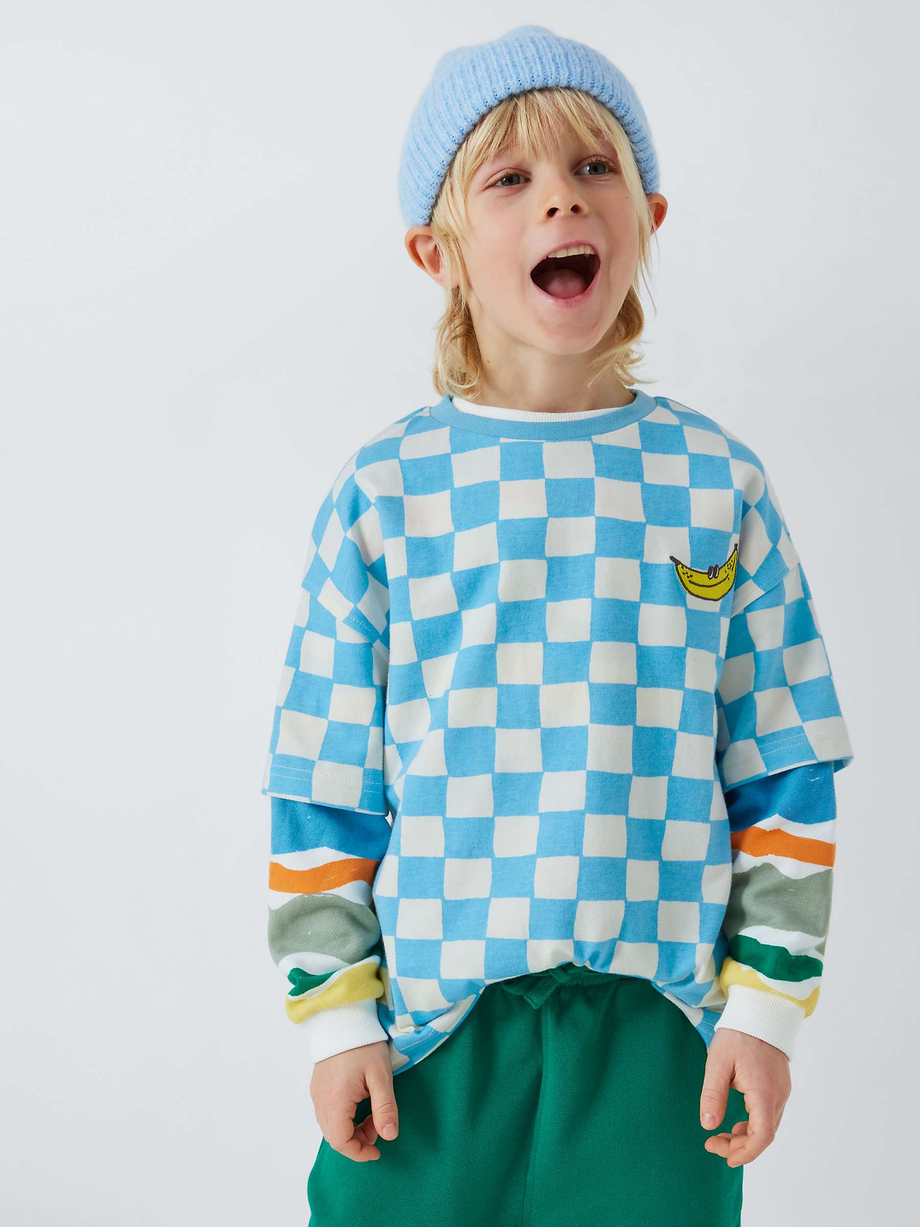 Buy John Lewis ANYDAY Kids' Checker T-Shirt, Air Blue/Gardenia Online at johnlewis.com
