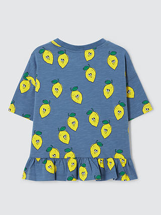 John Lewis ANYDAY Kids' Lemon Peplum Top, Bijou Blue