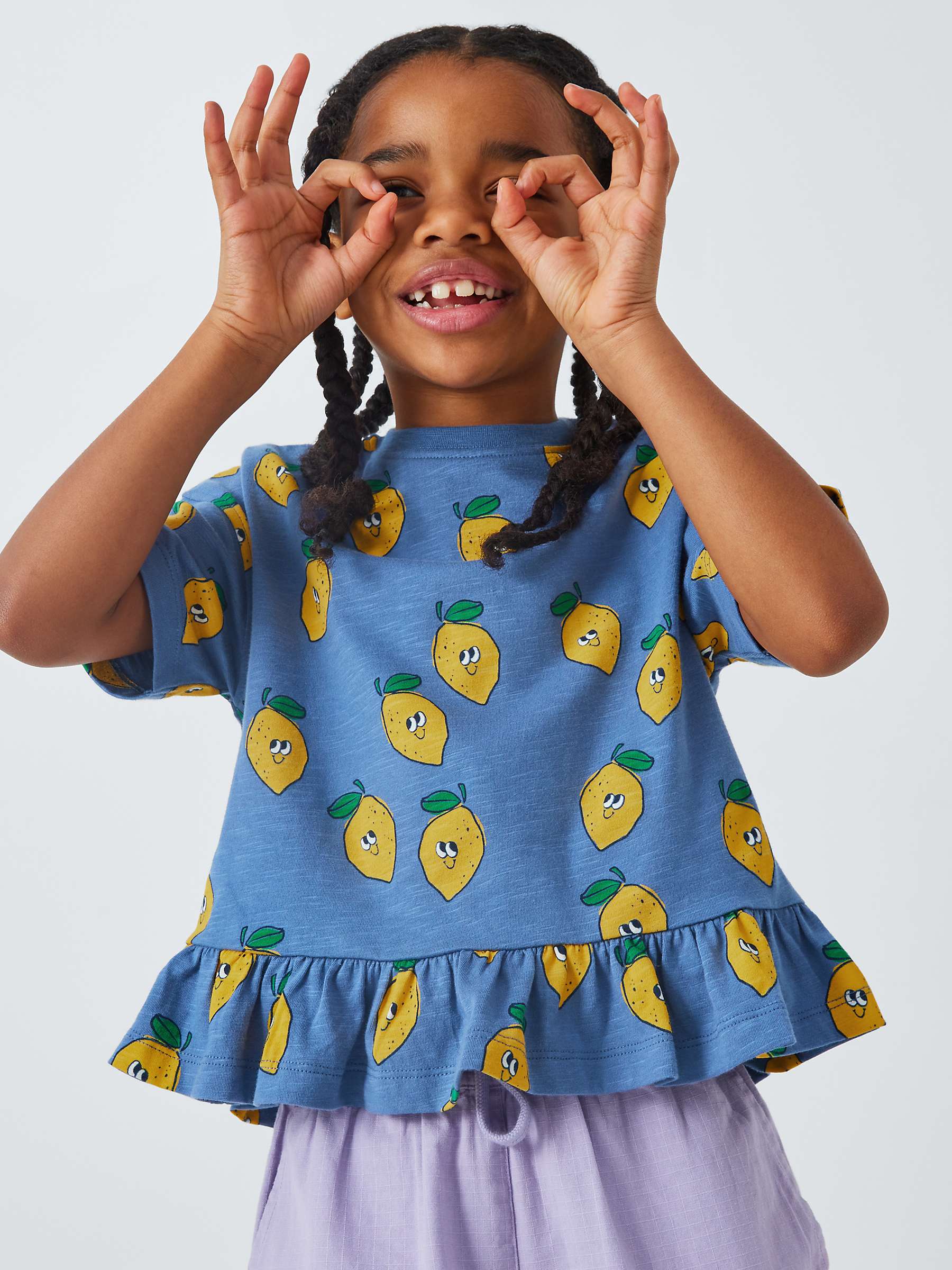 Buy John Lewis ANYDAY Kids' Lemon Peplum Top, Bijou Blue Online at johnlewis.com