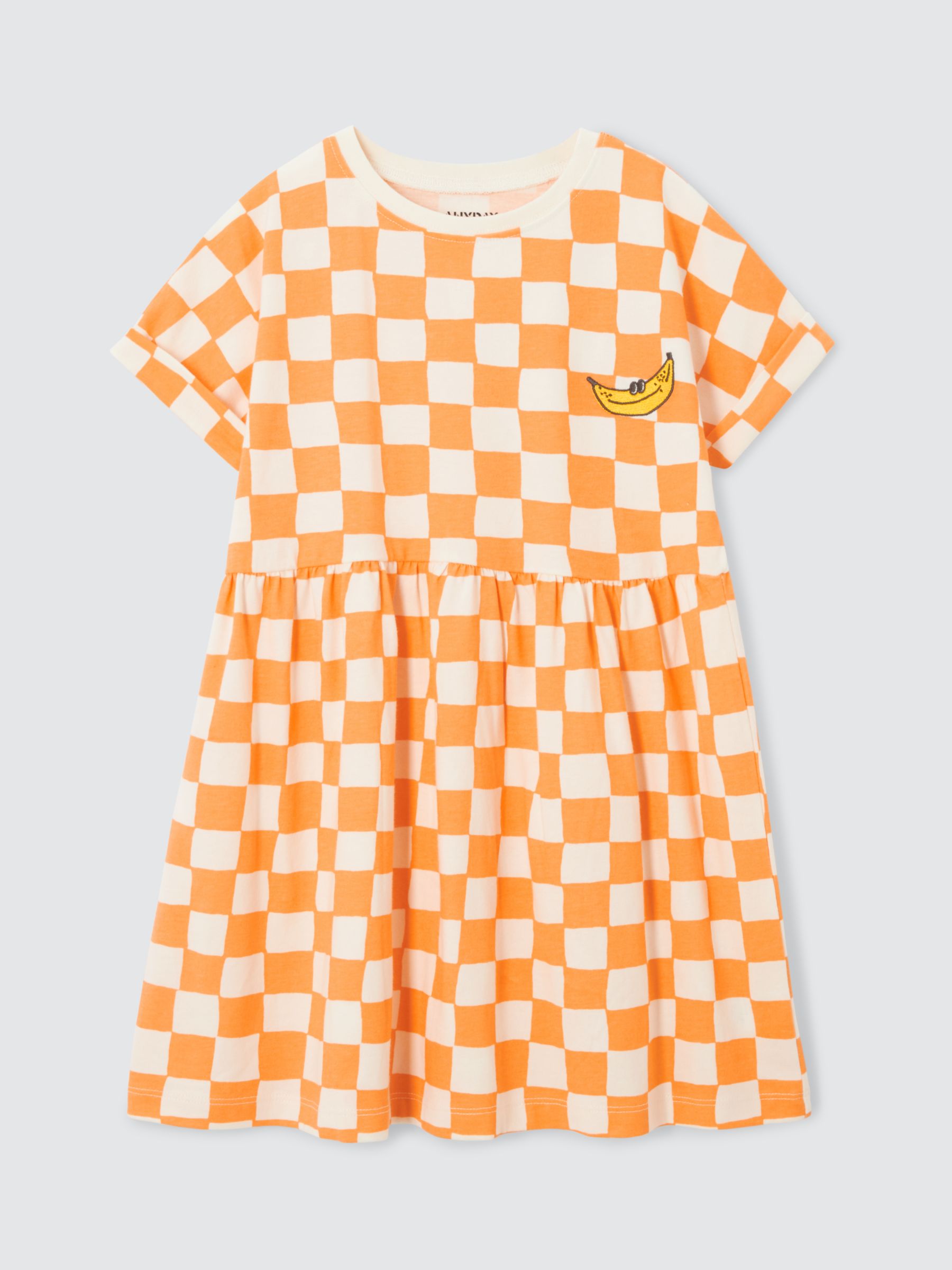Buy John Lewis ANYDAY Kids' Checker Dress, Gardenia/Tangerine Online at johnlewis.com