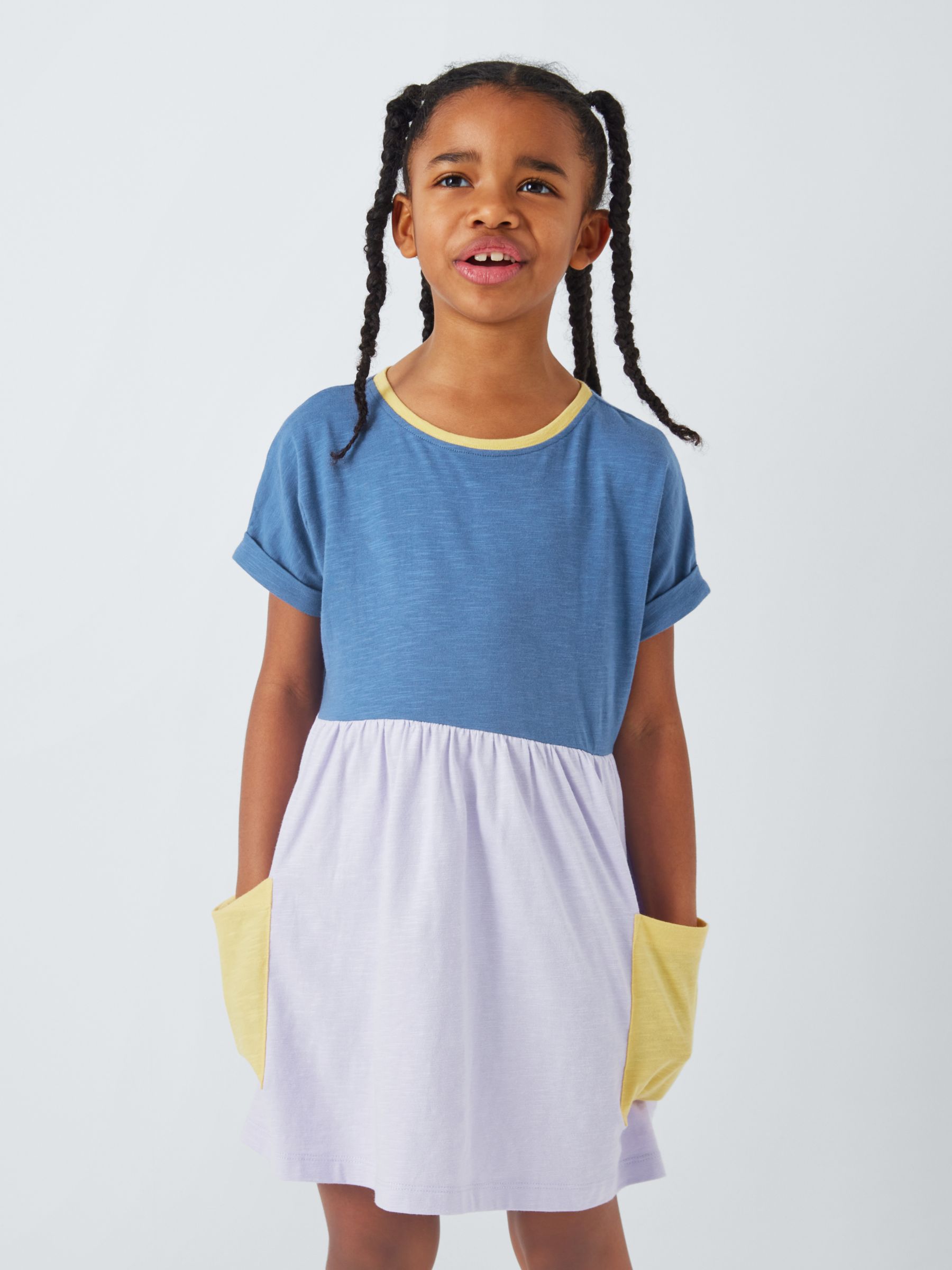John Lewis ANYDAY Kids' Colour Block Dress, Bijou Blue, 9 years