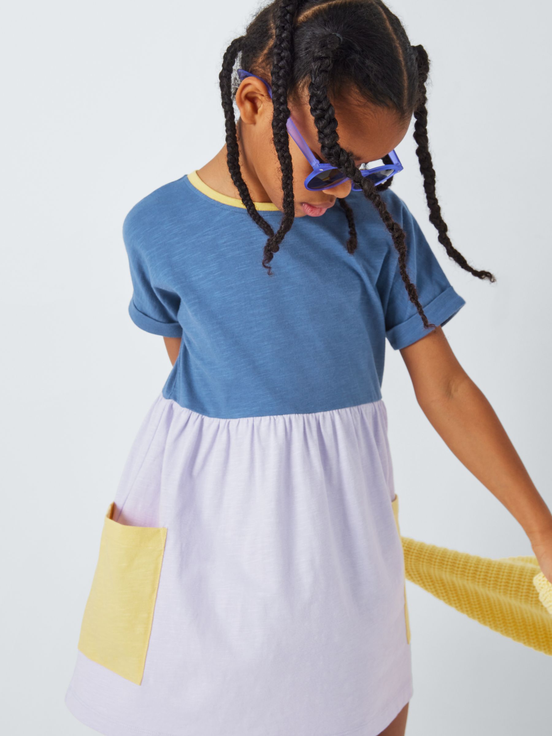 John Lewis ANYDAY Kids' Colour Block Dress, Bijou Blue, 9 years