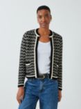 John Lewis Tuck Stripe Knit Jacket, Black/Multi