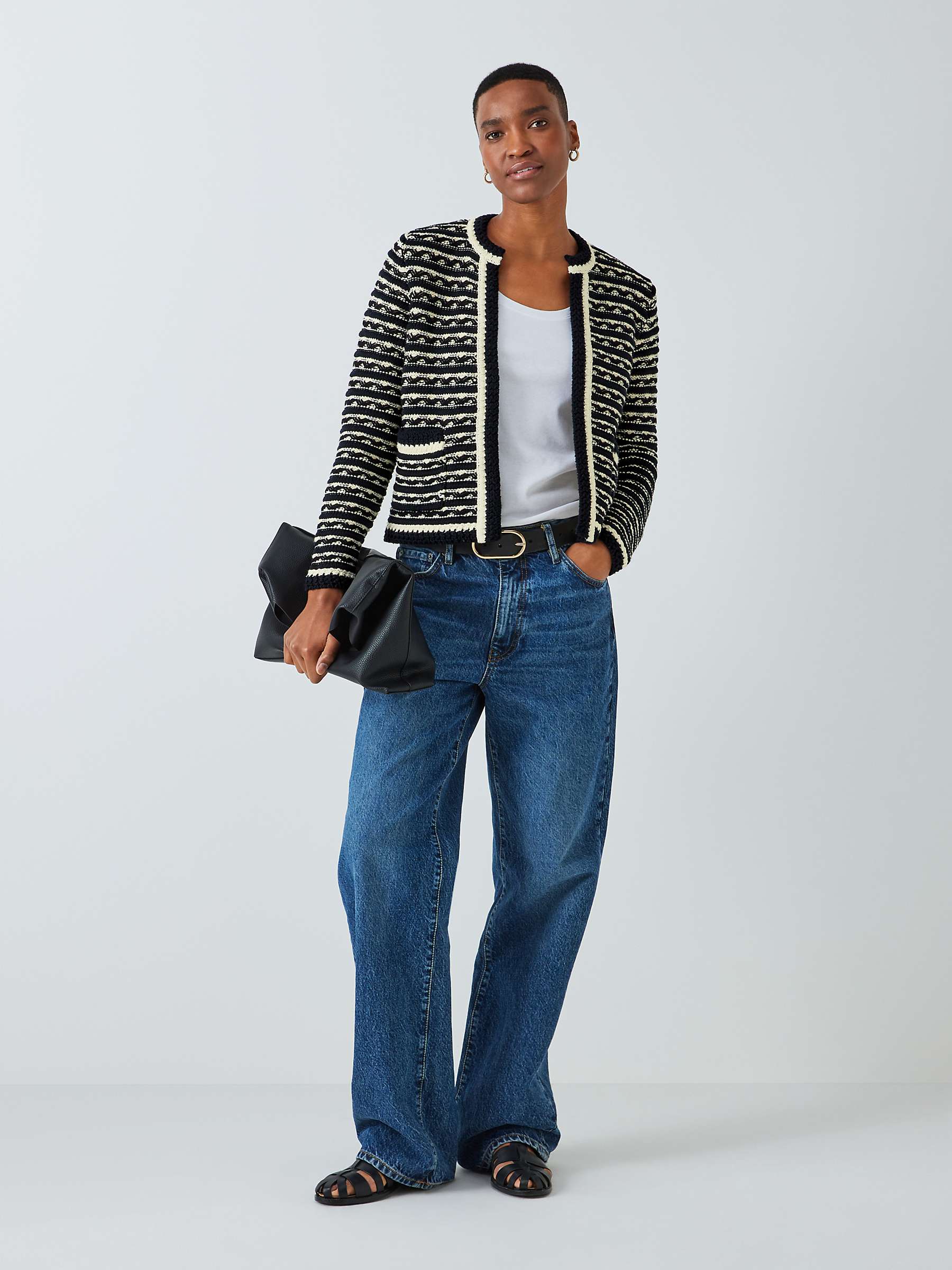 Buy John Lewis Tuck Stripe Knit Jacket, Black/Multi Online at johnlewis.com