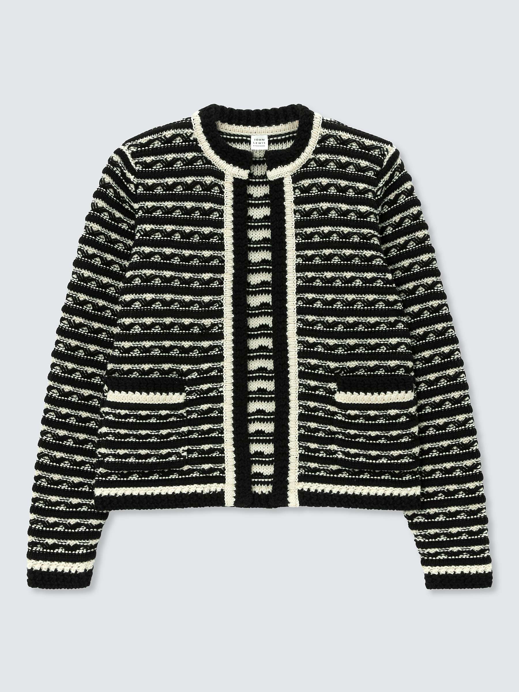 Buy John Lewis Tuck Stripe Knit Jacket, Black/Multi Online at johnlewis.com