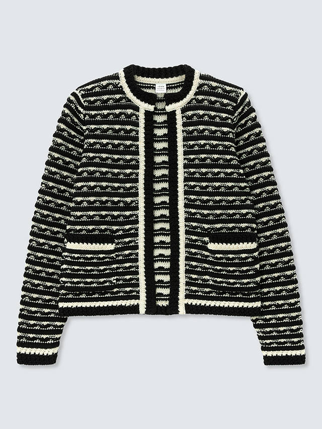 John Lewis Tuck Stripe Knit Jacket, Black/Multi