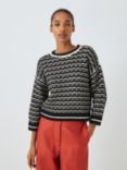 John Lewis Tuck Stripe Knit Jumper, Black/Multi