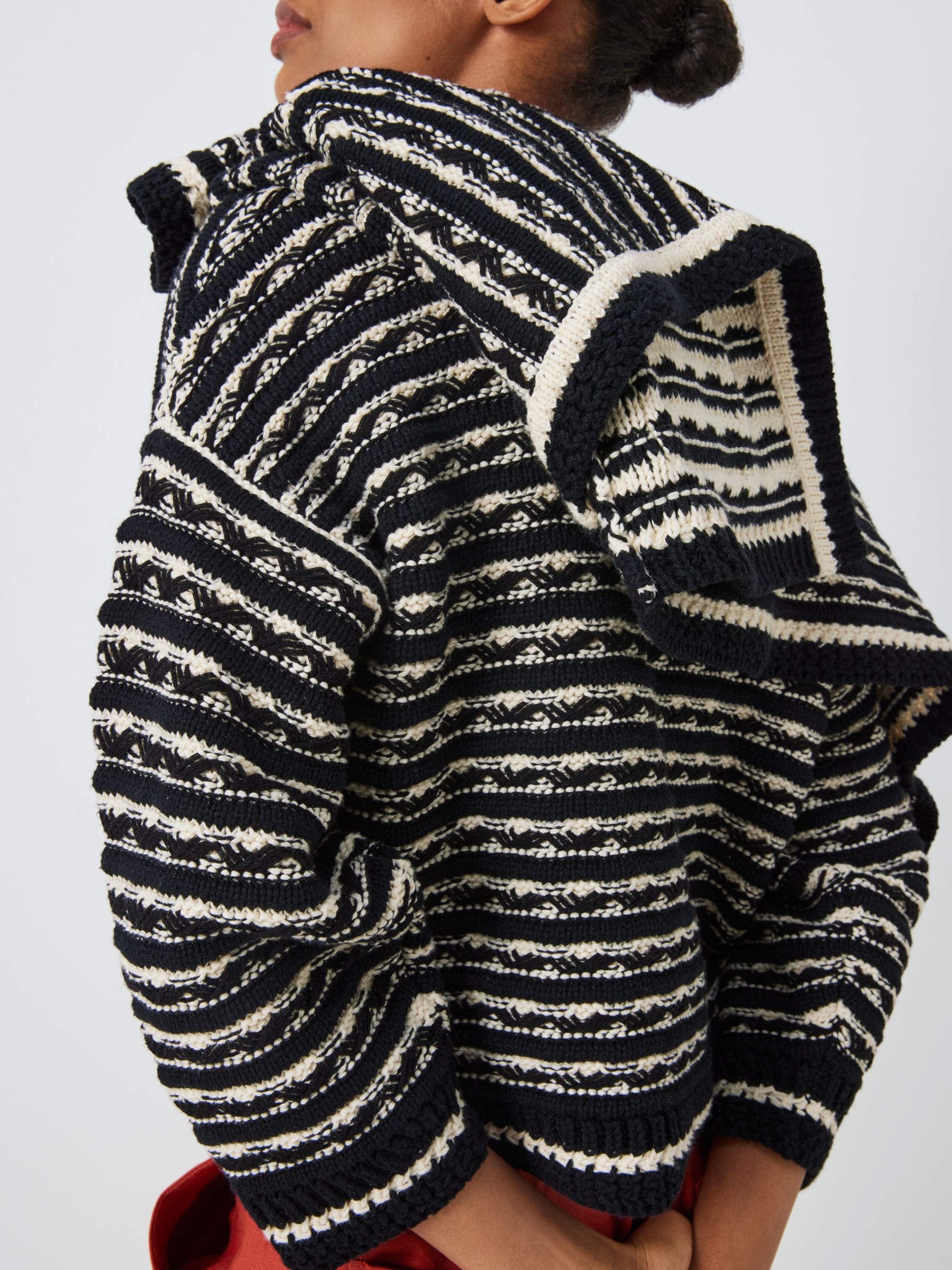 John Lewis Tuck Stripe Knit Jumper, Black/Multi, 10