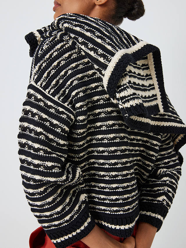 John Lewis Tuck Stripe Knit Jumper, Black/Multi