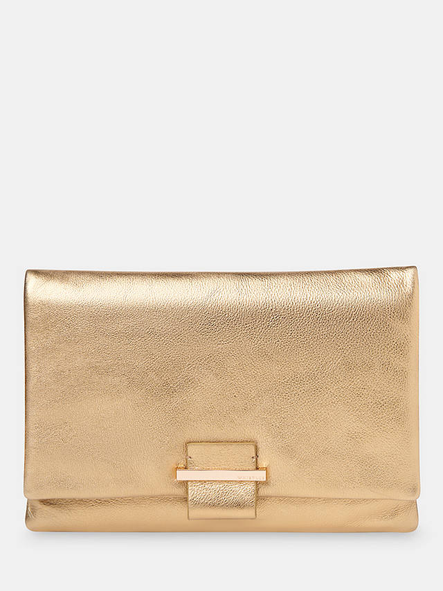Whistles Alicia Leather Clutch, Gold