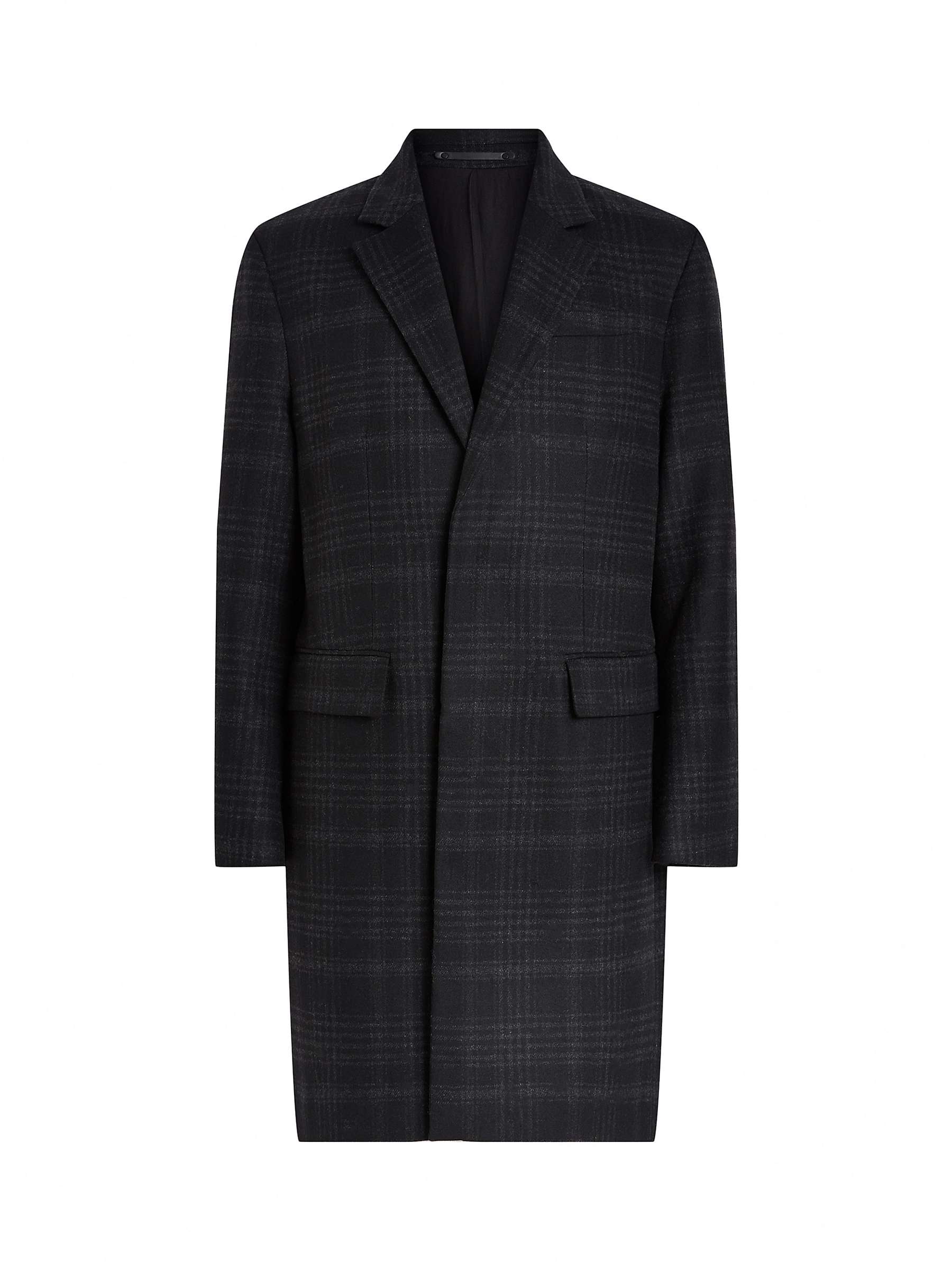 Buy AllSaints Sargas Wool Blend Checked Coat, Black/Grey Online at johnlewis.com