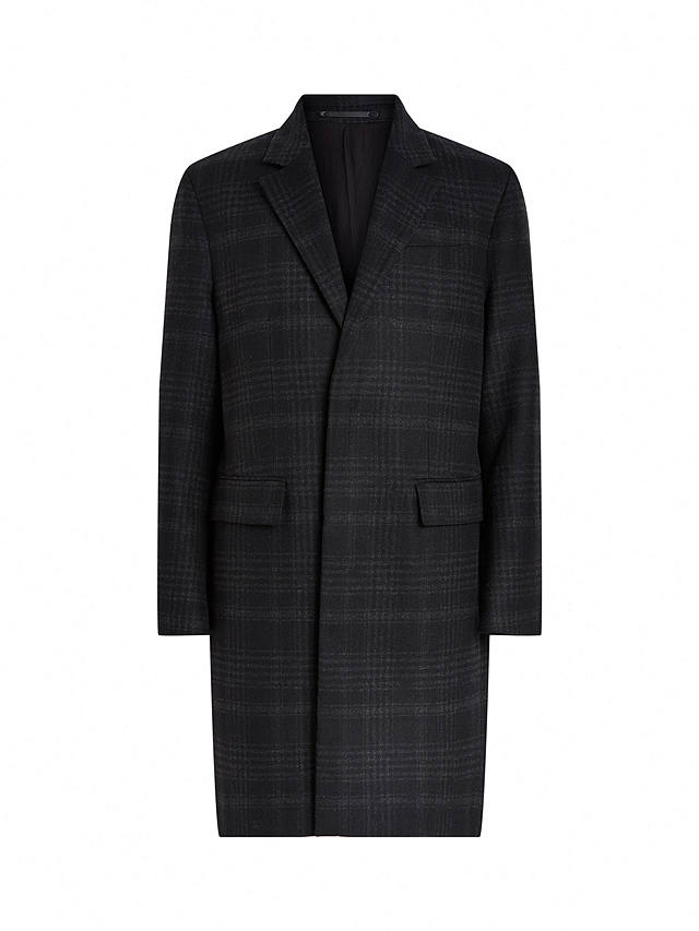 AllSaints Sargas Wool Blend Checked Coat, Black/Grey