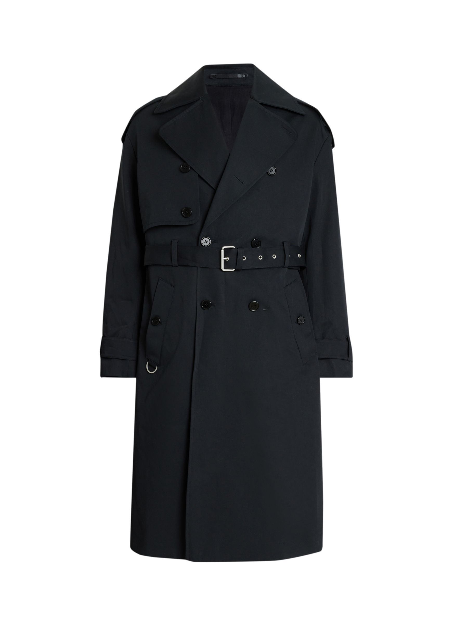 AllSaints Spencer Trench Coat, Black at John Lewis & Partners