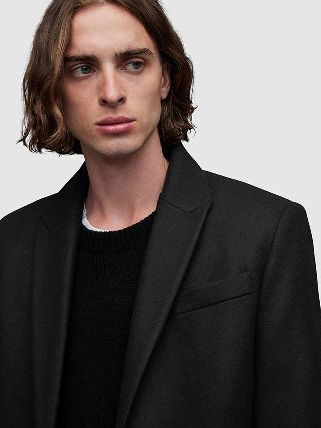 AllSaints Jemison Wool Blend Coat, Black at John Lewis & Partners