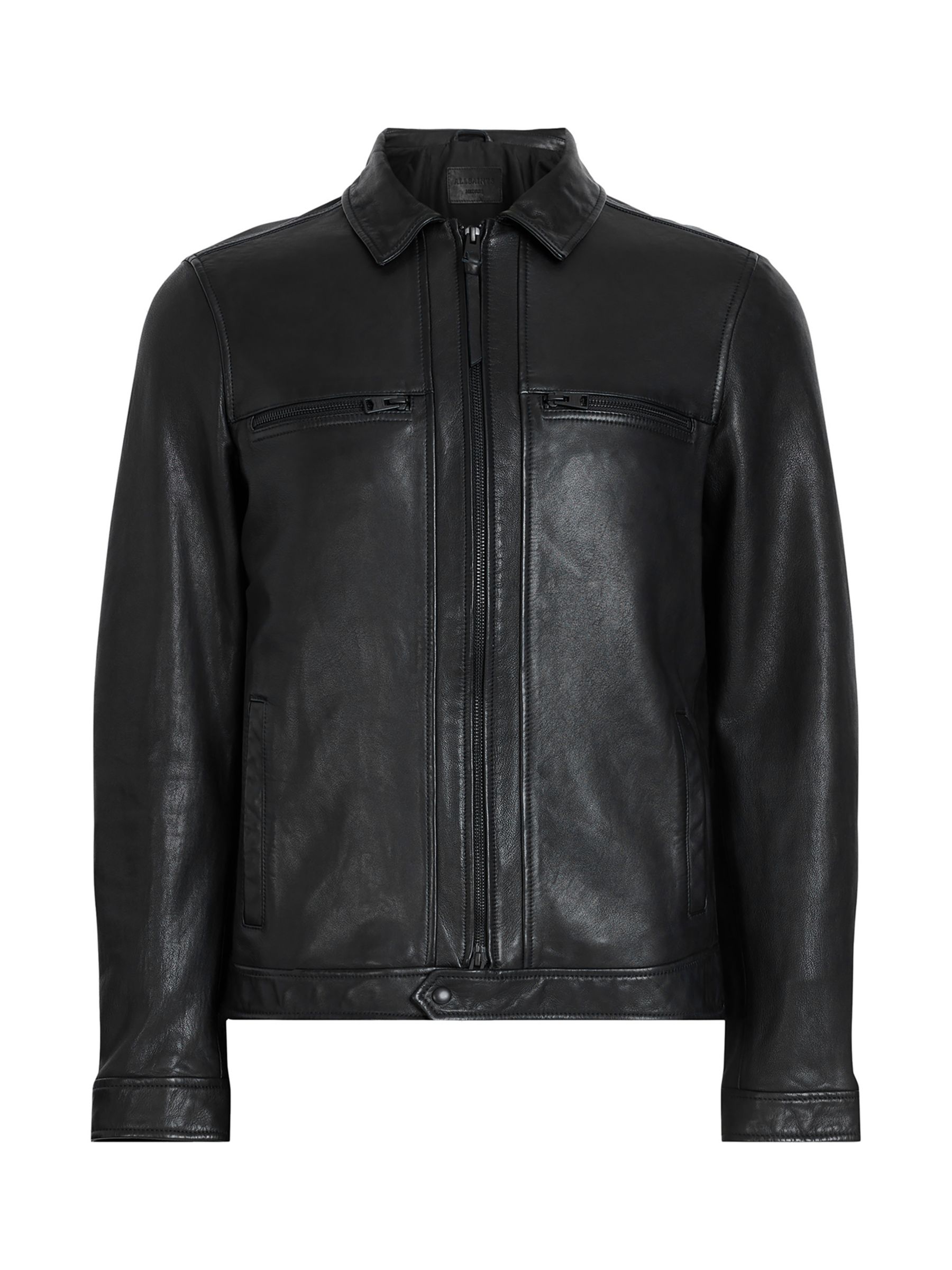 AllSaints Luck Leather Jacket, Black at John Lewis & Partners