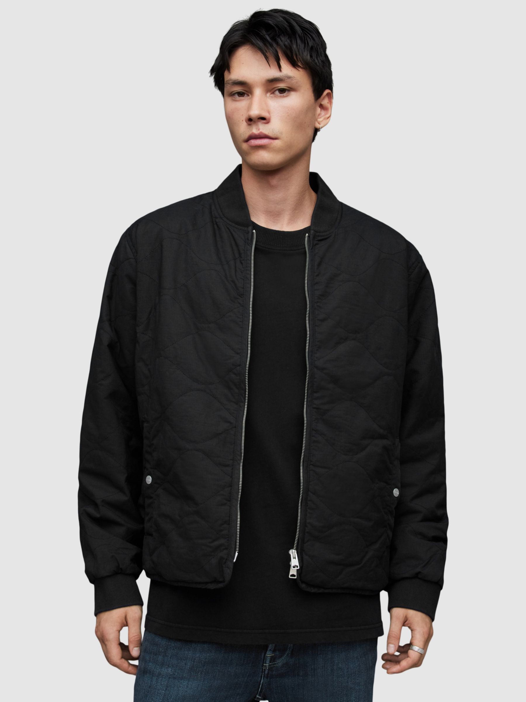 AllSaints Vesco Long Sleeve Jacket, Black at John Lewis & Partners