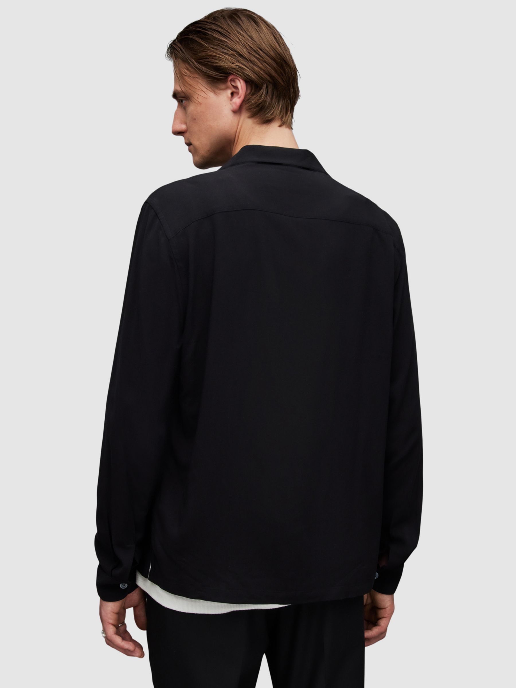 Buy AllSaint Venice Long Sleeve Shirt, Black Online at johnlewis.com
