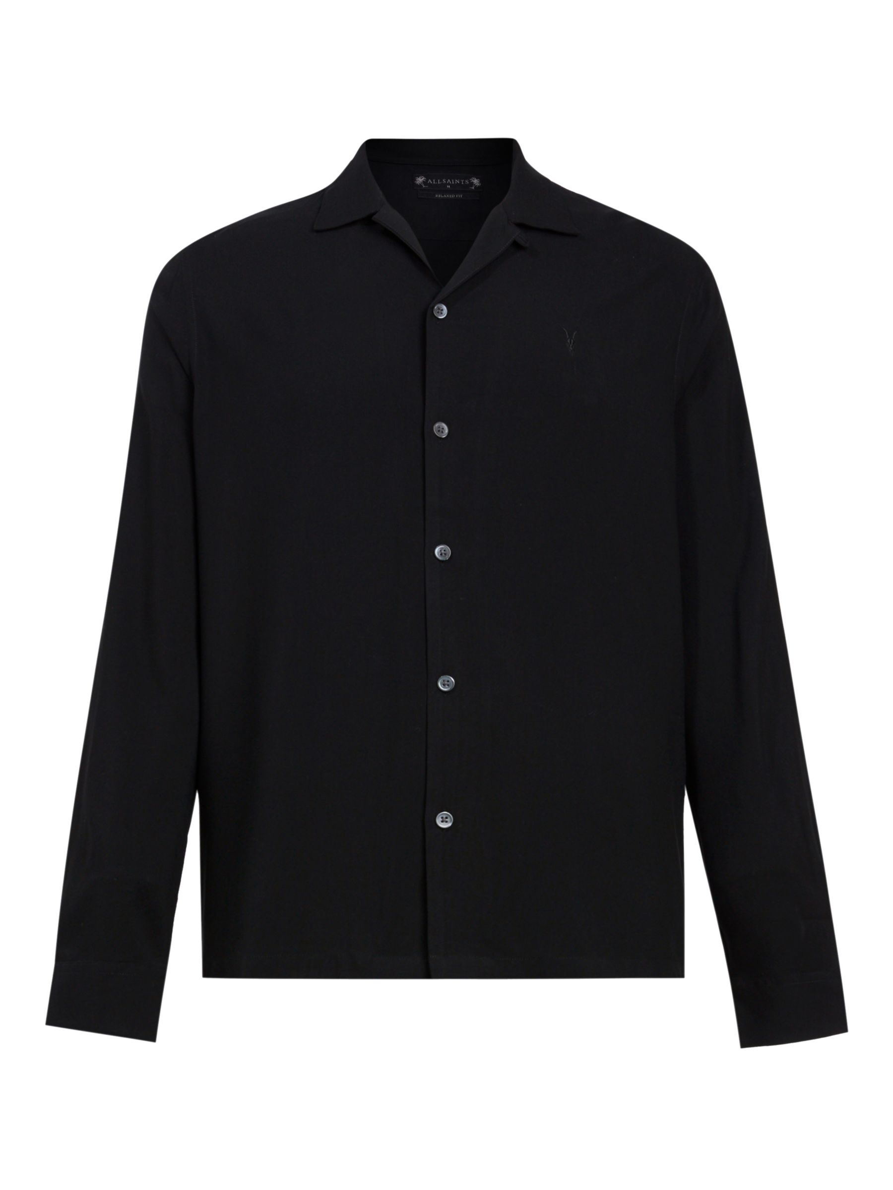 Buy AllSaint Venice Long Sleeve Shirt, Black Online at johnlewis.com