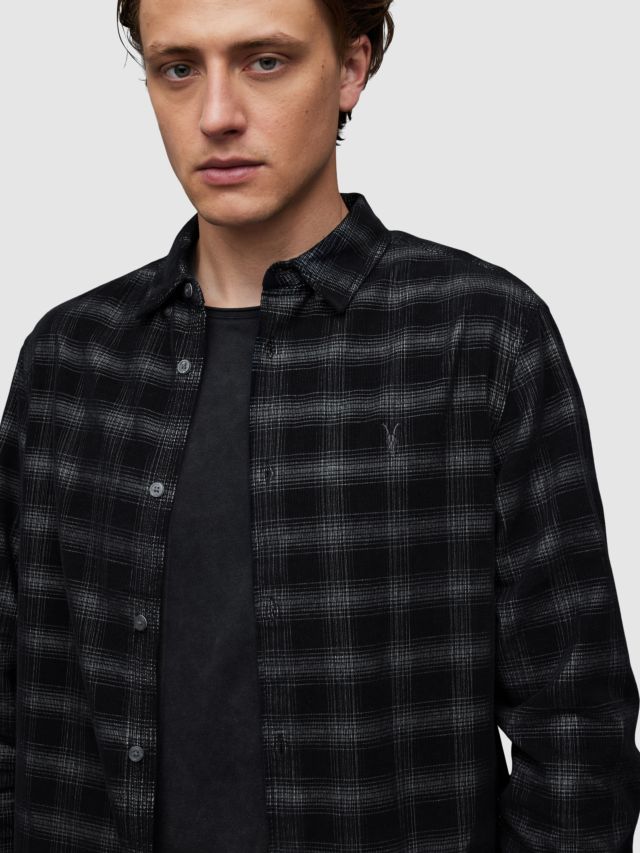 AllSaints Eastburn Long Sleeve Shirt, Black, XS