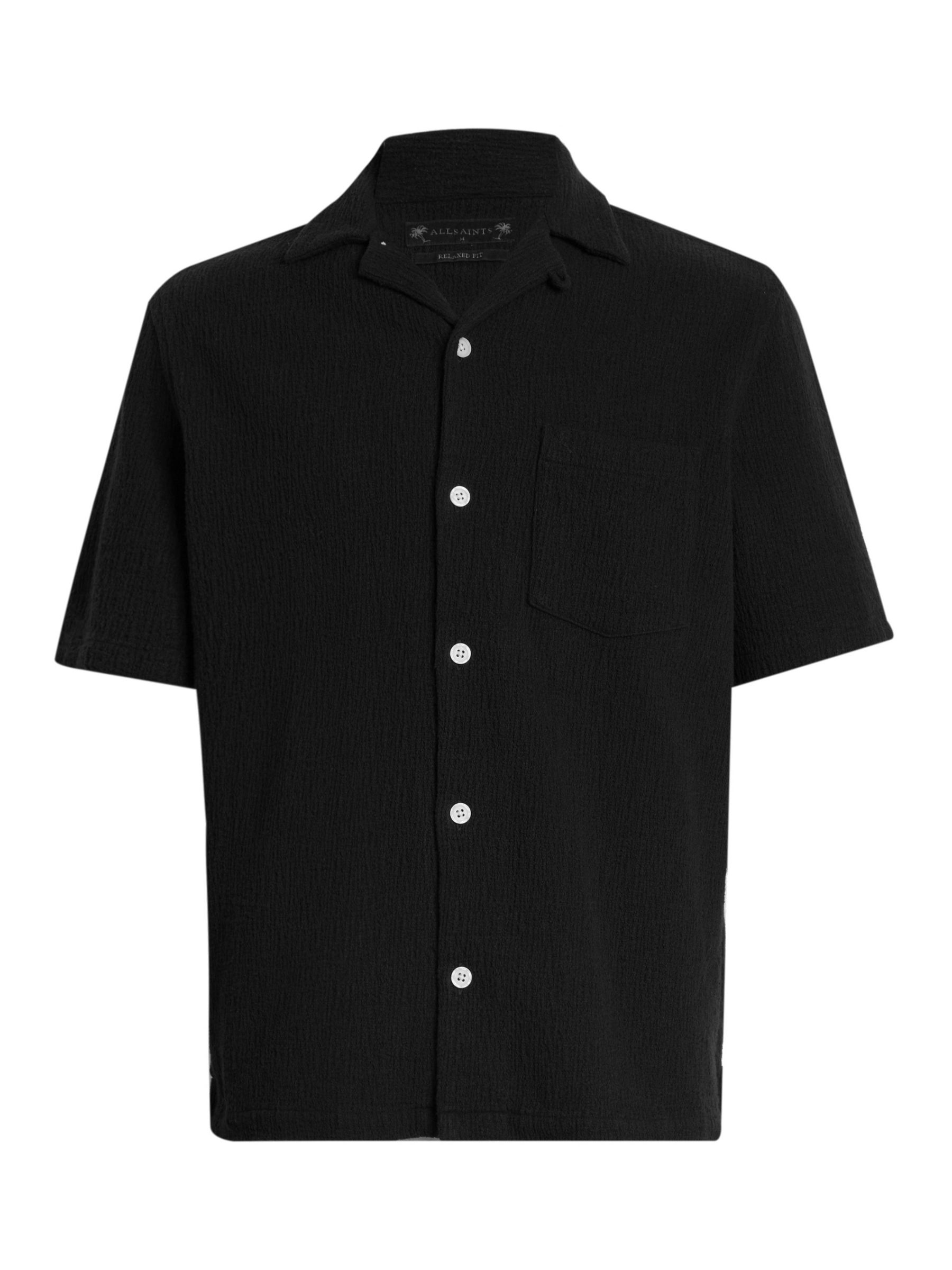 AllSaints Eularia Short Sleeve Shirt, Jet Black at John Lewis & Partners