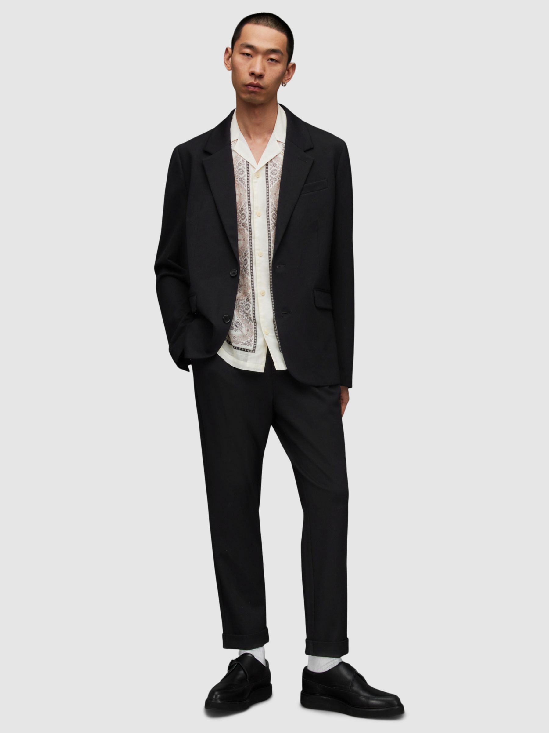 AllSaints Helm Tailored Blazer, Charcoal at John Lewis & Partners