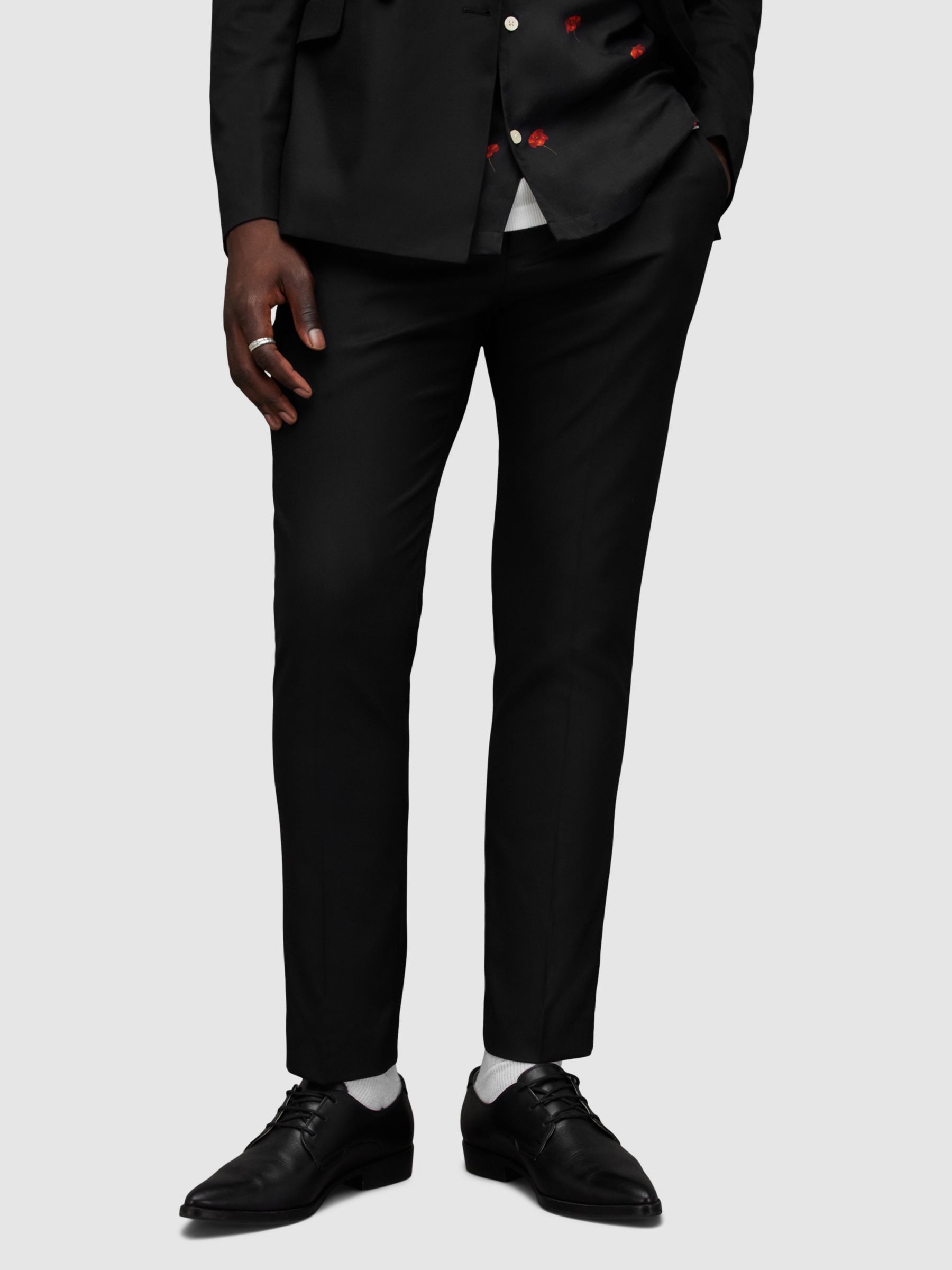 AllSaints Evar Straight Trousers, Black at John Lewis & Partners