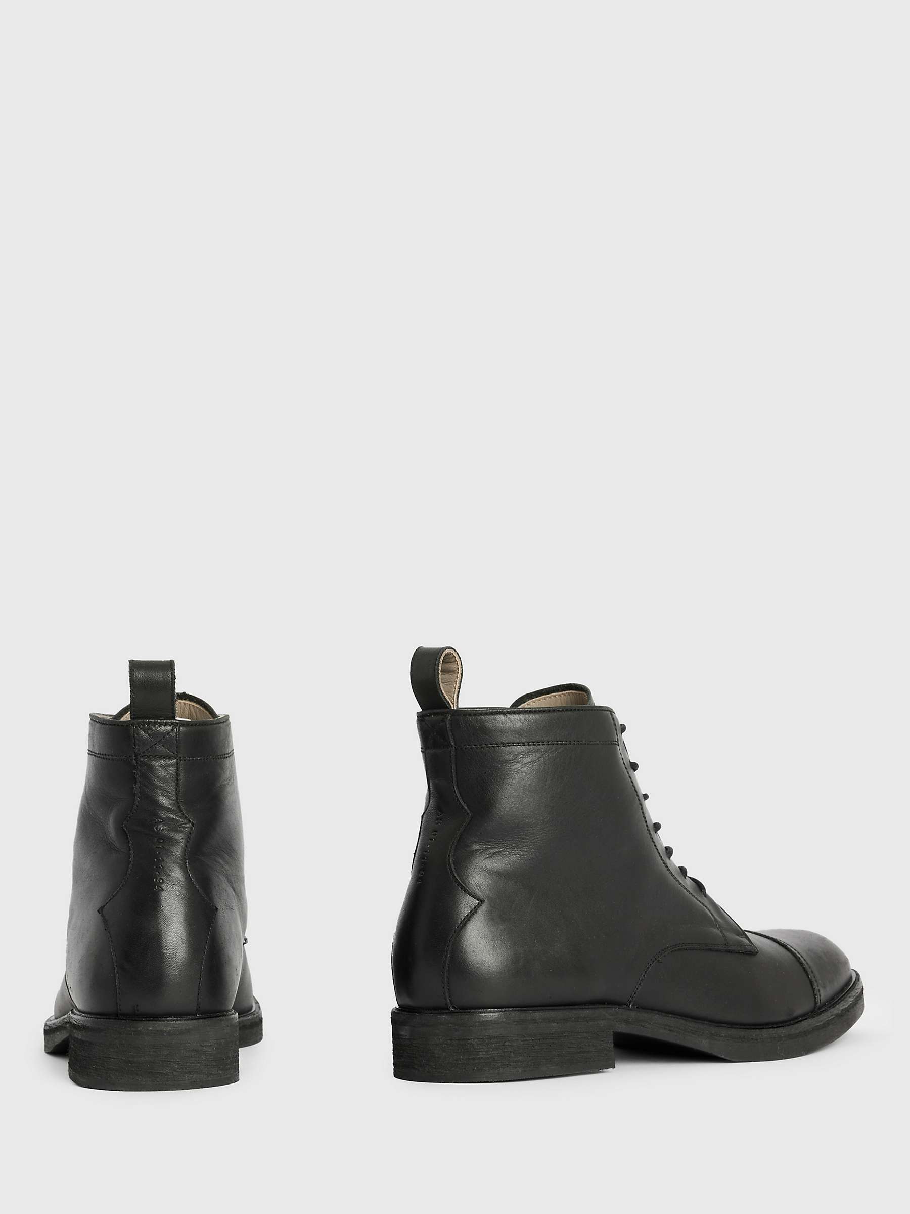 Buy AllSaints Drago Leather Lace-Up Boots, Black Online at johnlewis.com
