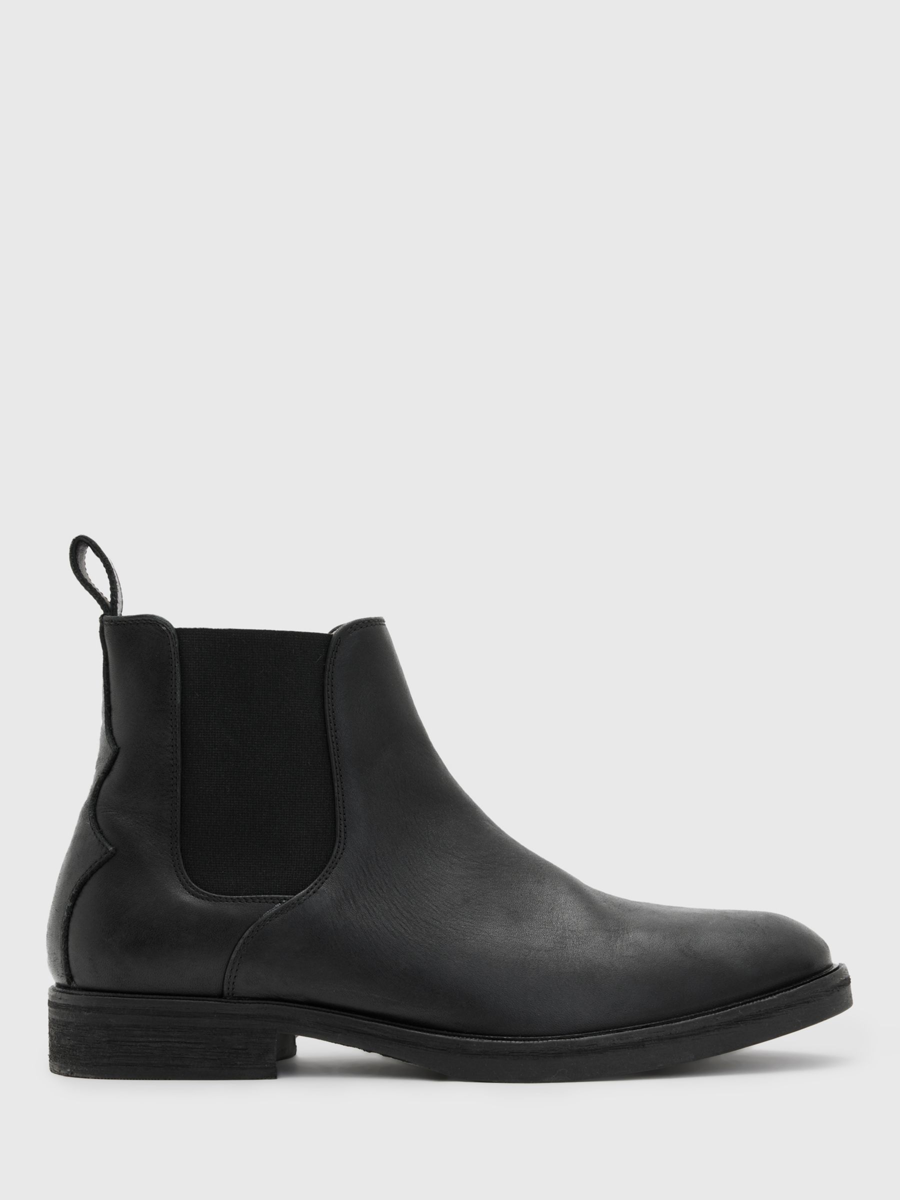 AllSaints Creed Leather Chelsea Boots, Black at John Lewis & Partners
