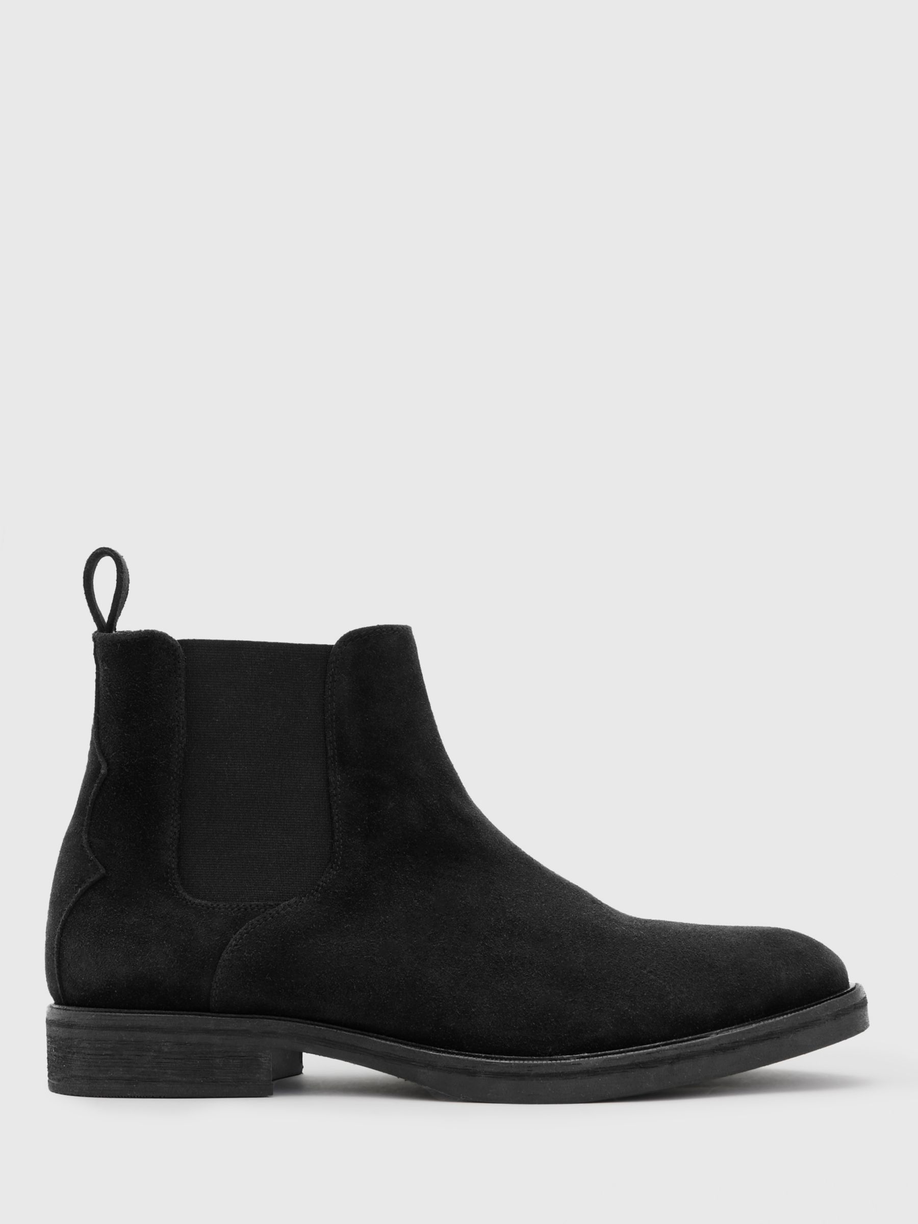 AllSaints Creed Suede Chelsea Boots, Black, 8