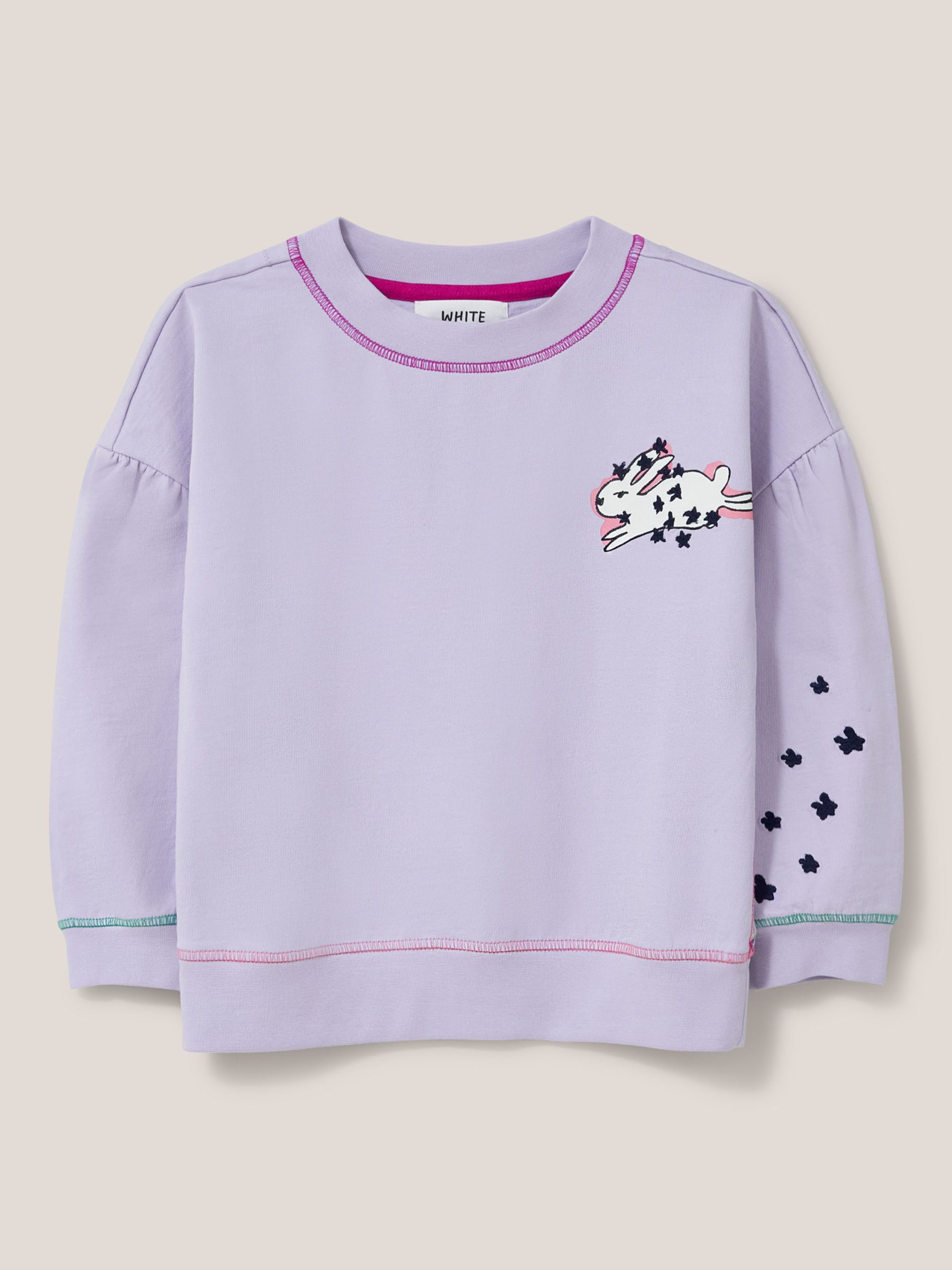 White Stuff Kids' Betta Run Rabbit Jumper, Light Purple at John Lewis ...