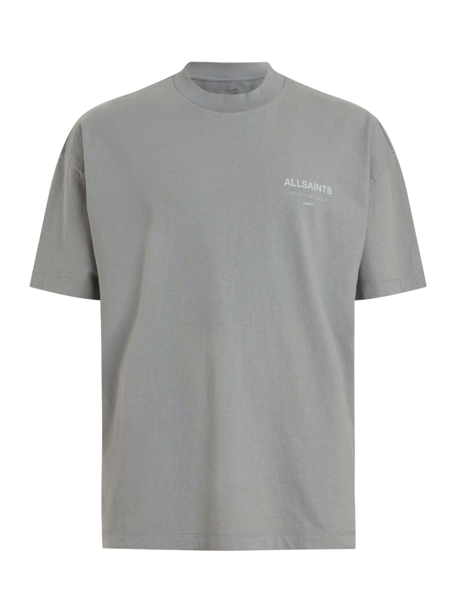 AllSaints Underground T-Shirt, Metallic Grey at John Lewis & Partners