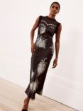 Mint Velvet Felicity Print Maxi Dress, Black/Multi, Black/Multi