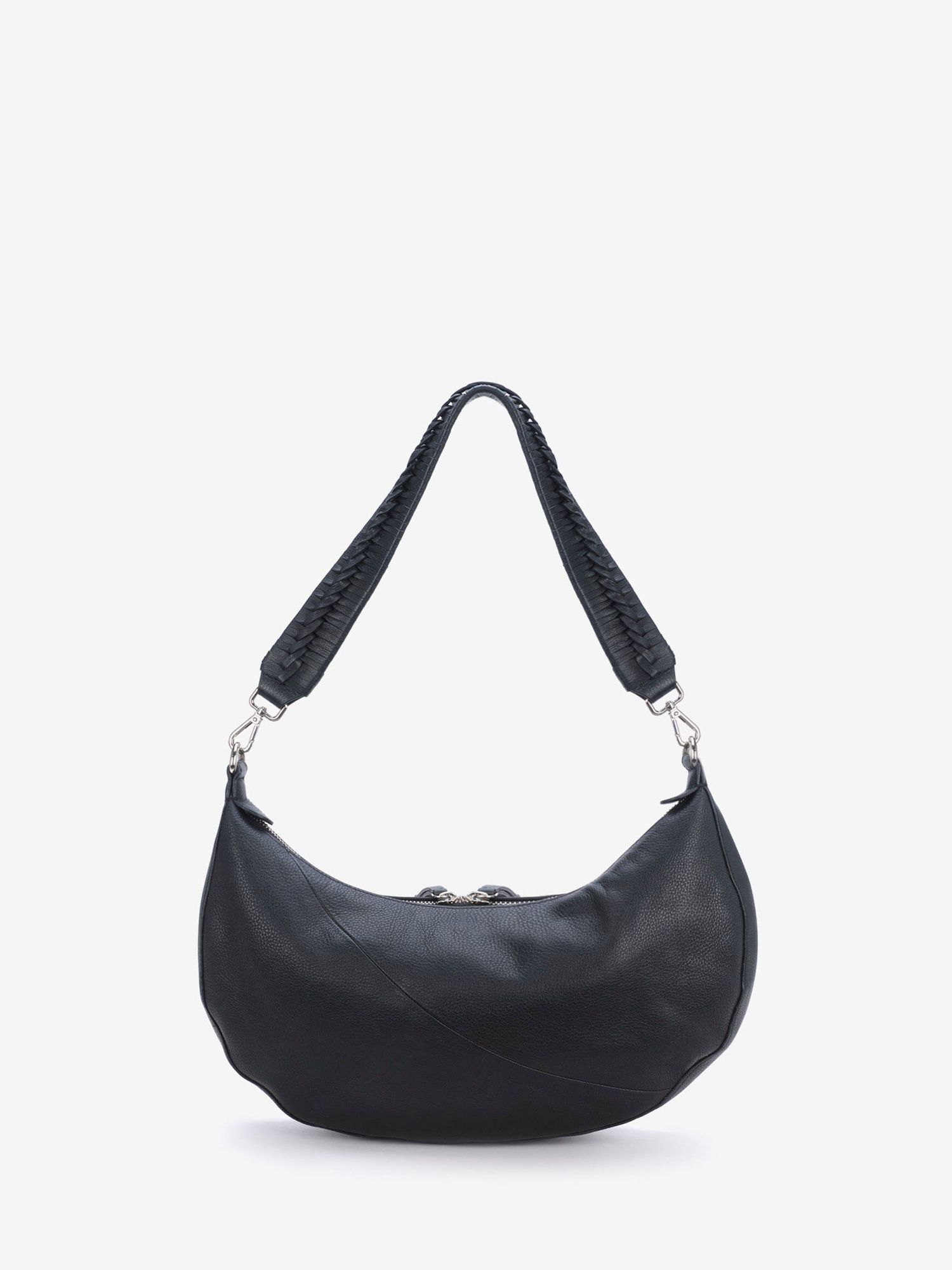 Mint Velvet Small Half Moon Leather Shoulder Bag, Black at John Lewis ...