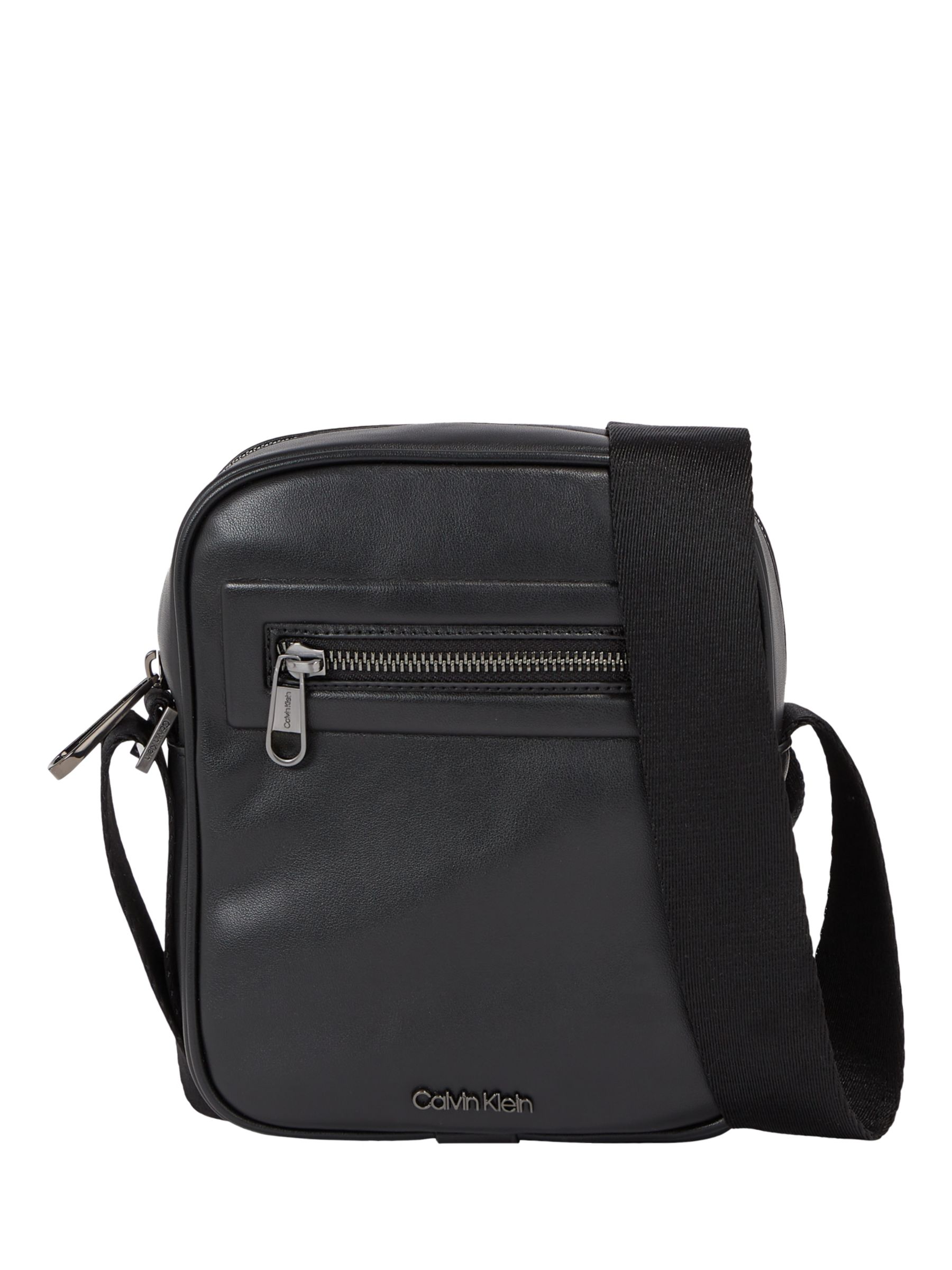 Calvin Klein Elevated Reporter Bag, Black Smooth at John Lewis & Partners