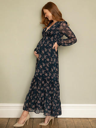 Tiffany Rose Maternity Bella Maxi Dress, Ditsy Navy Floral