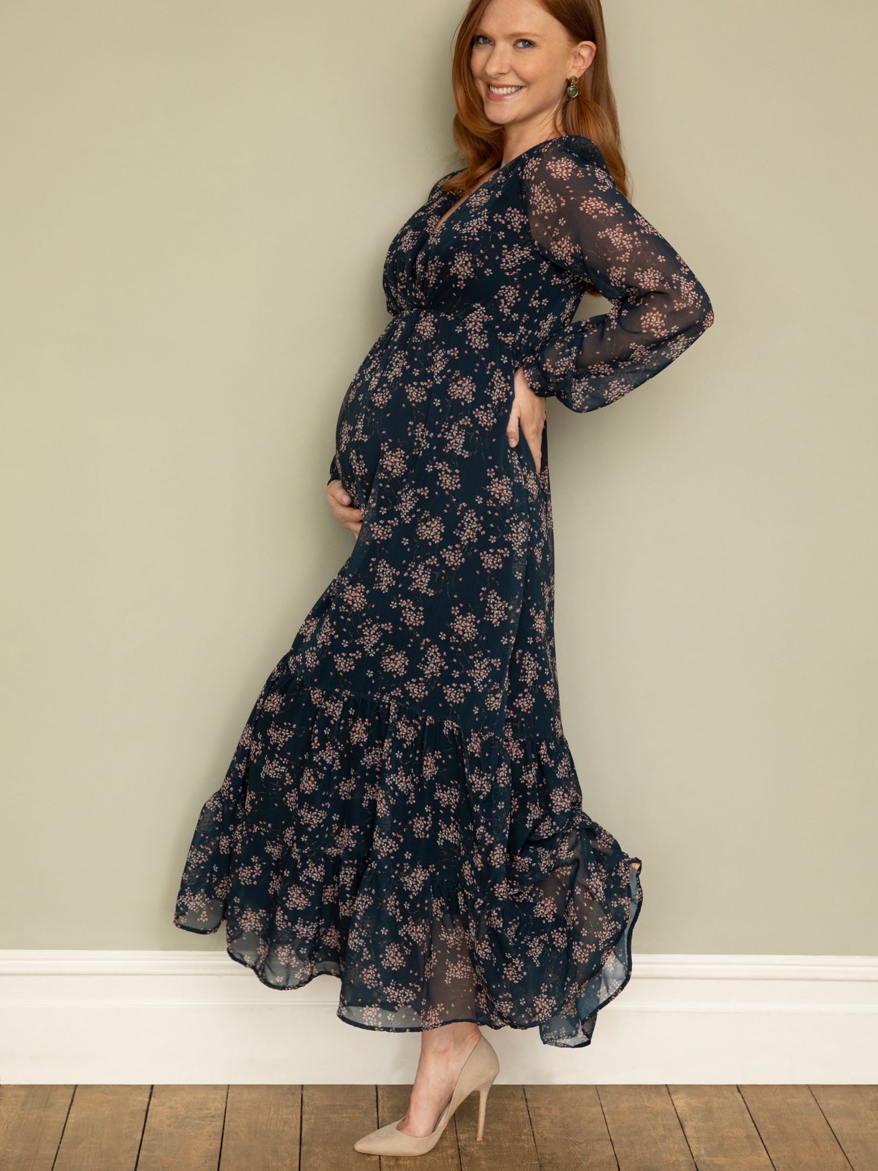 Tiffany Rose Maternity Bella Maxi Dress, Ditsy Navy Floral, 6-8