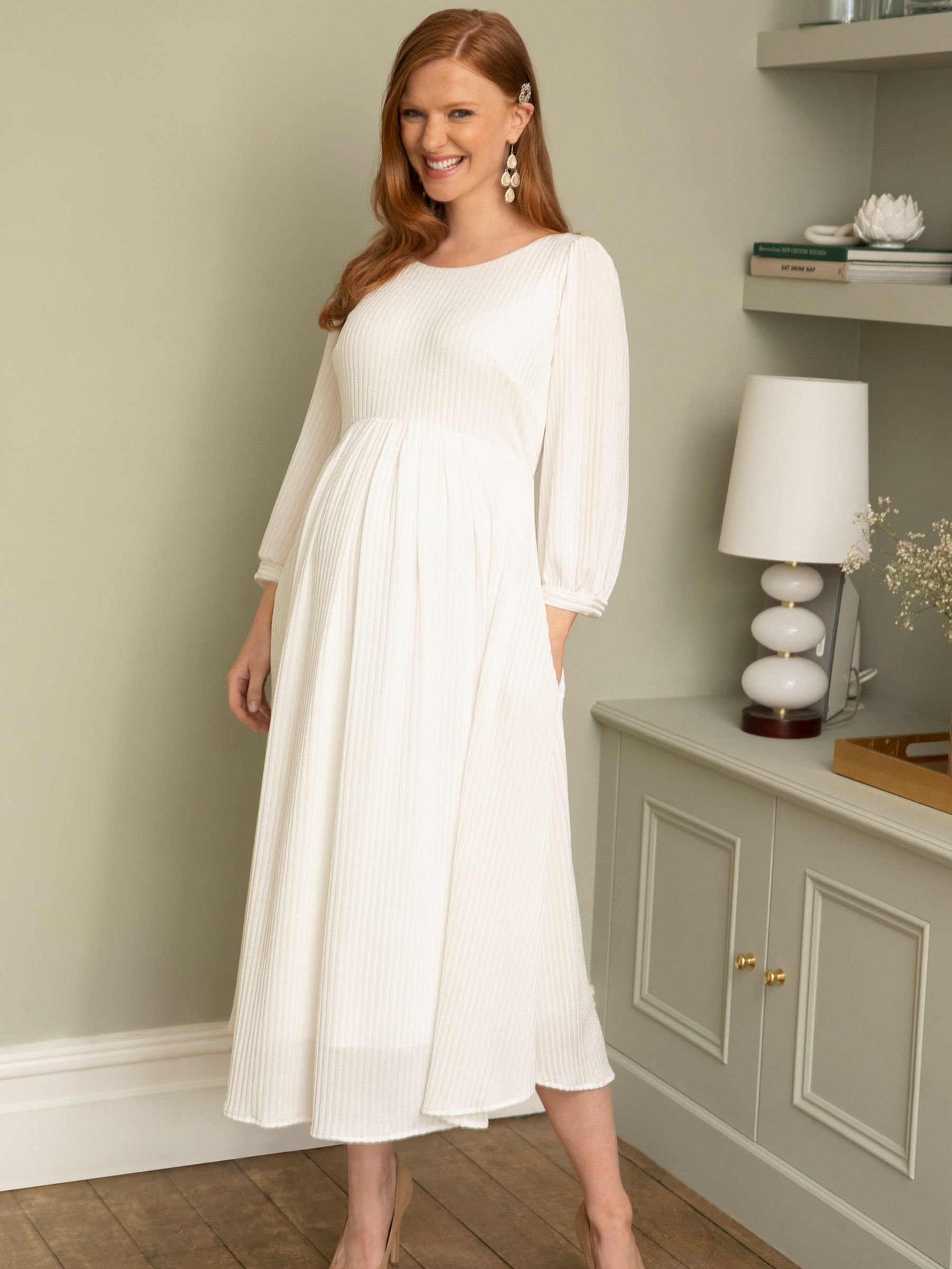 Tiffany Rose Maternity Isla Maternity Ribbed Jersey Dress, Ivory, 14-16