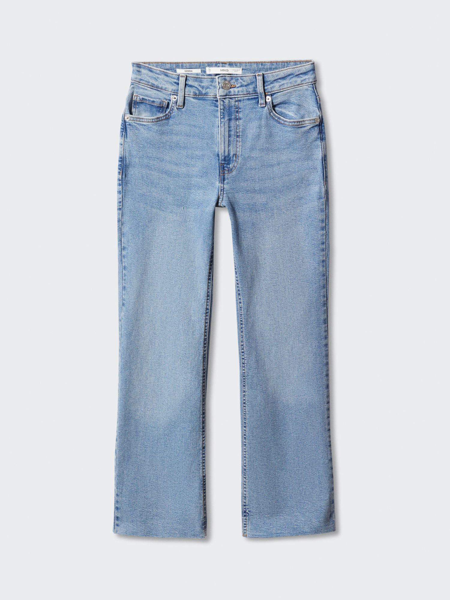 Mango Sienna Crop Flared Jeans, Blue, 4