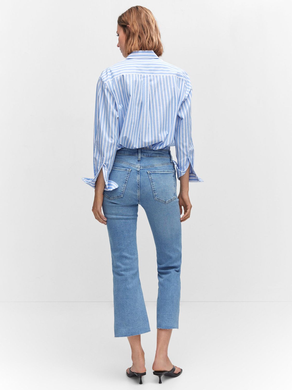 Mango Sienna Crop Flared Jeans, Blue, 4