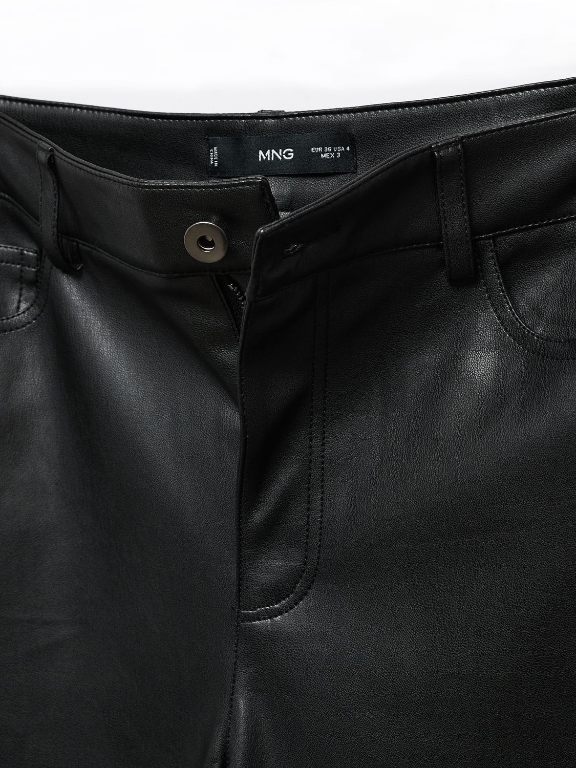 Mango Faux Leather Straight Trousers, Black at John Lewis & Partners