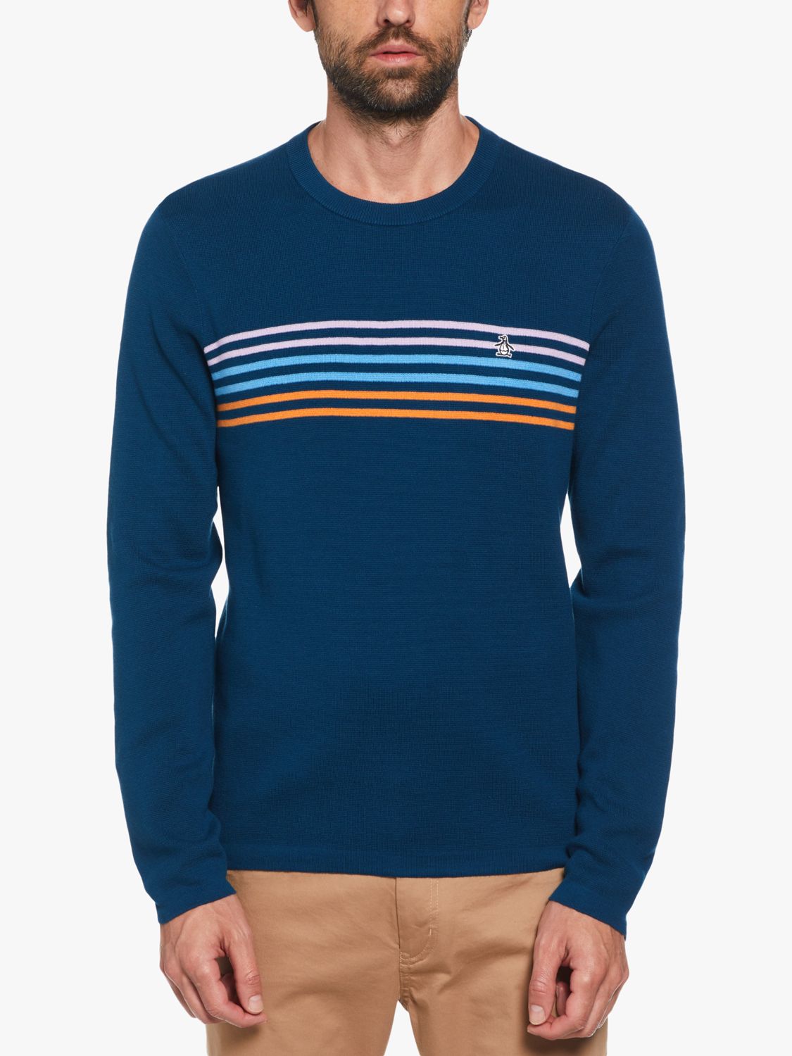 Original Penguin Chest Stripe Sweater, Poseidon Blue, L