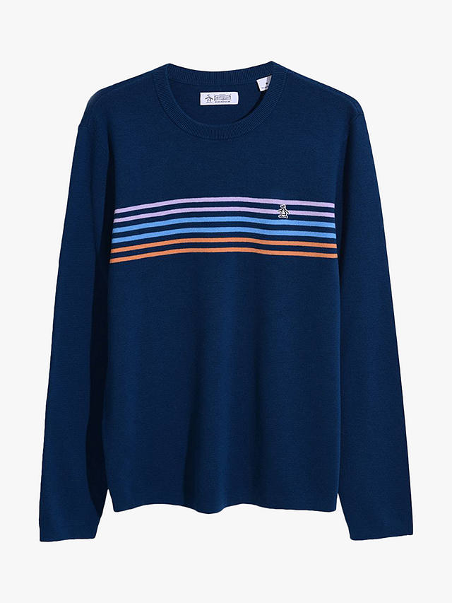 Original Penguin Chest Stripe Sweater, Poseidon Blue