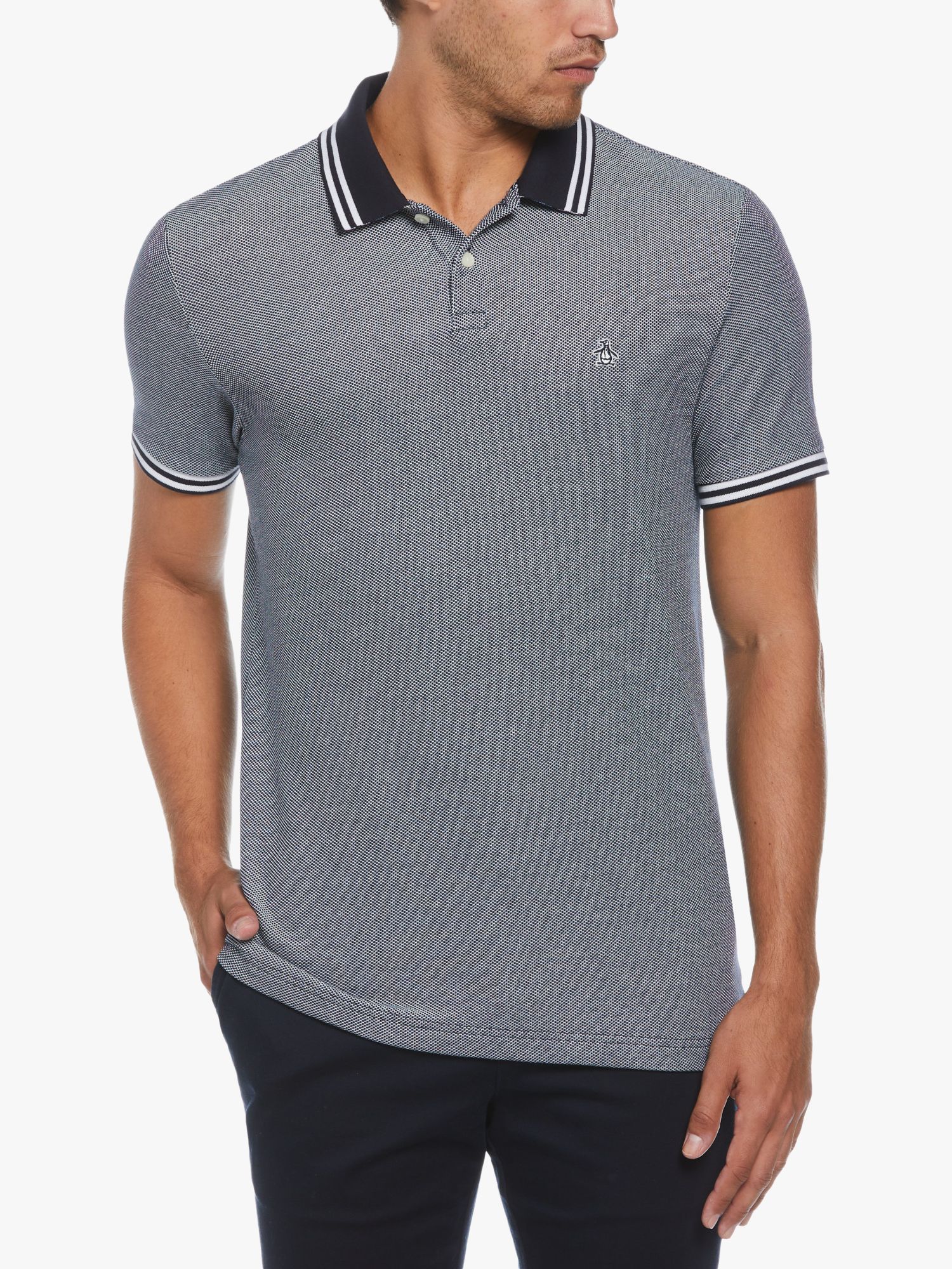 Original Penguin Birdseye Pique Polo, Dark Sapphire at John Lewis ...