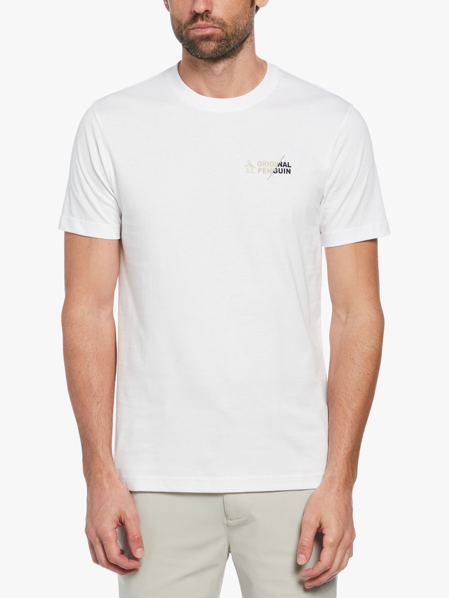 Original Penguin Spliced Logo Short Sleeve T-Shirt, Bright White, L