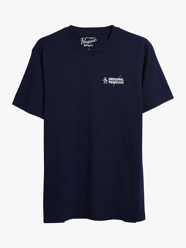 Original Penguin Spliced Logo Short Sleeve T-Shirt, Dark Sapphire