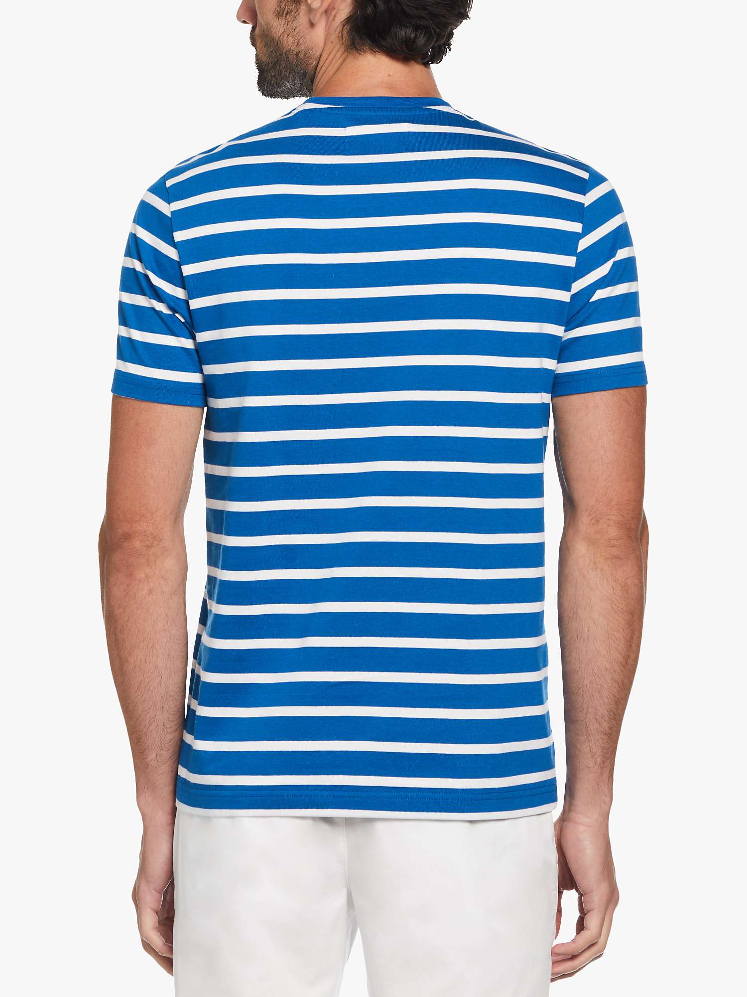 Original Penguin Breton Stripe T-Shirt, Classic Blue at John Lewis ...